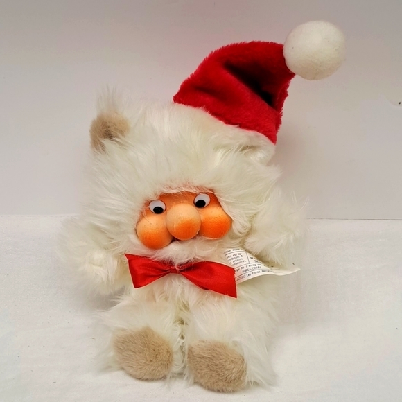 Vintage CHRISTMAS "Santakin" plush with rubber face  teadybear - Picture 1 of 5